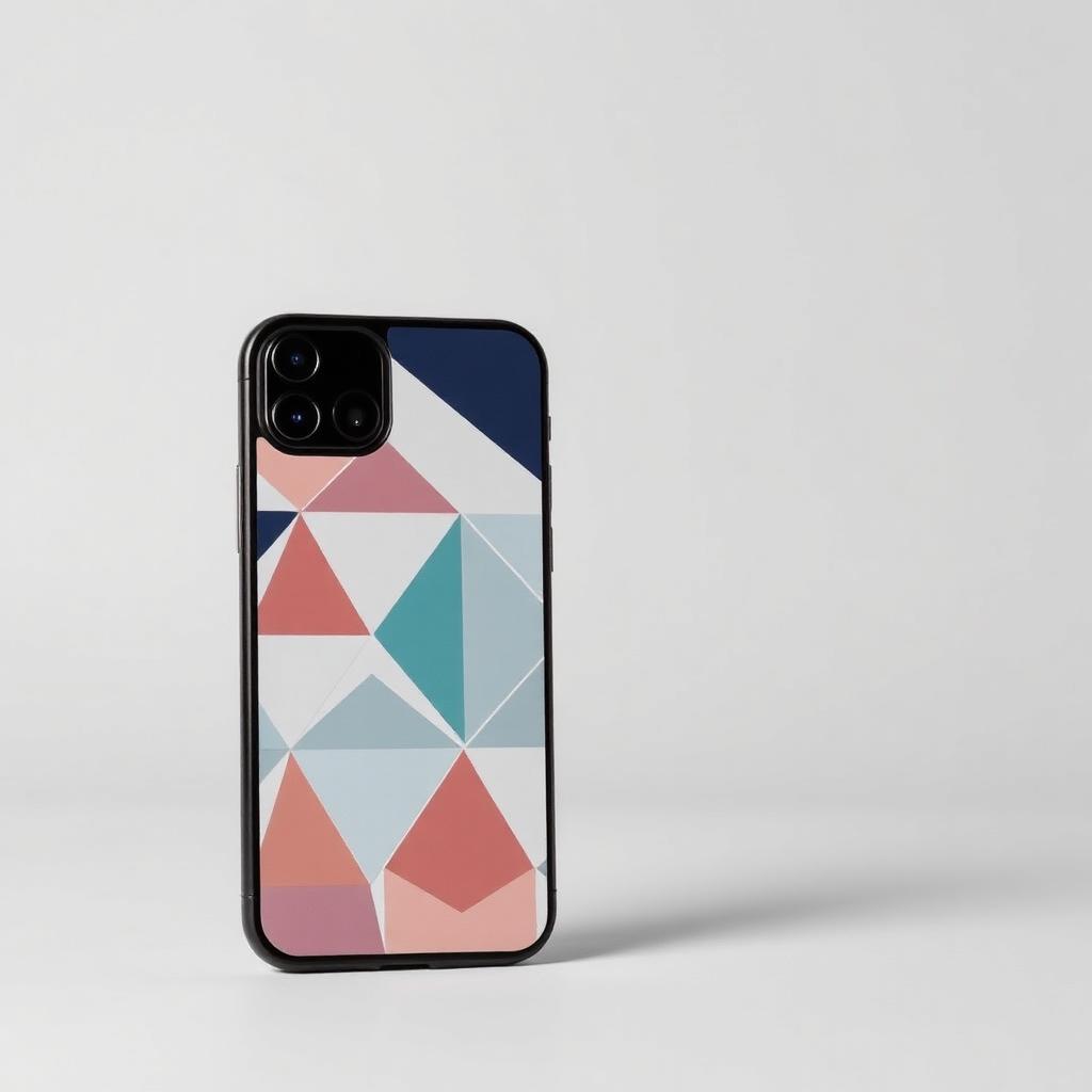Single custom printed phone case with a bold geometric design on a phone
